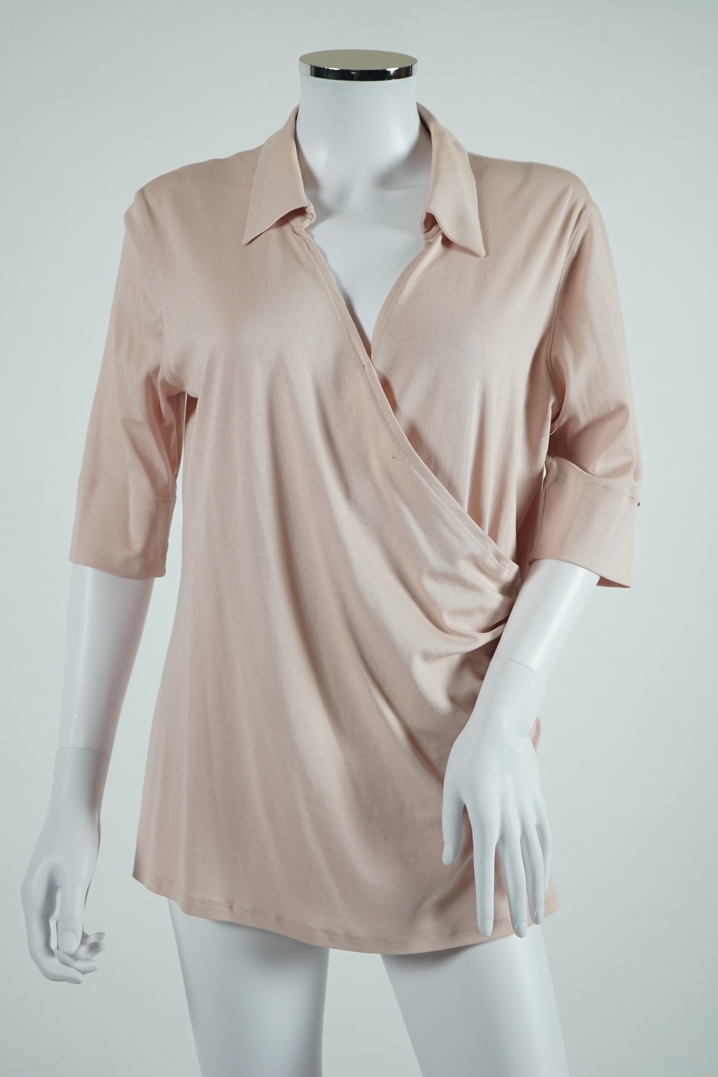A Marc Caine lady's faux suede coat and three tops. Approx sizes 14-16 Proceeds to Happy Paws Puppy Rescue